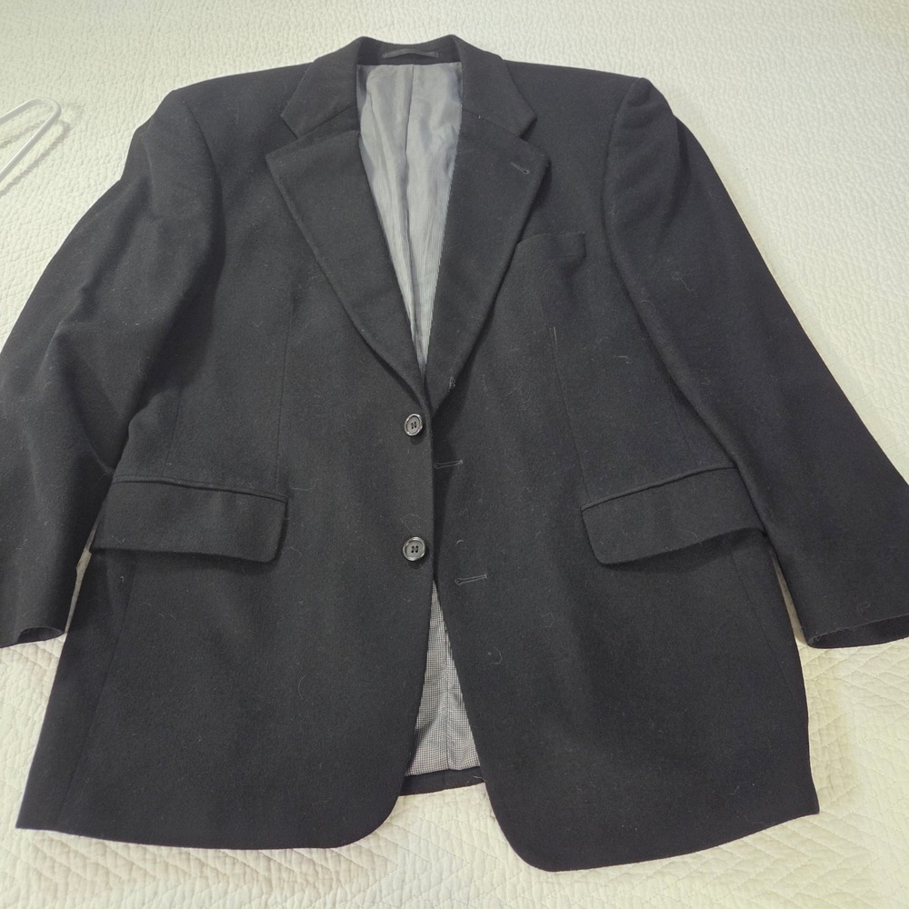 Strellson Switzerland Emotion Black Cashmere Lambswool‎ Blazer Sport Coat 40R